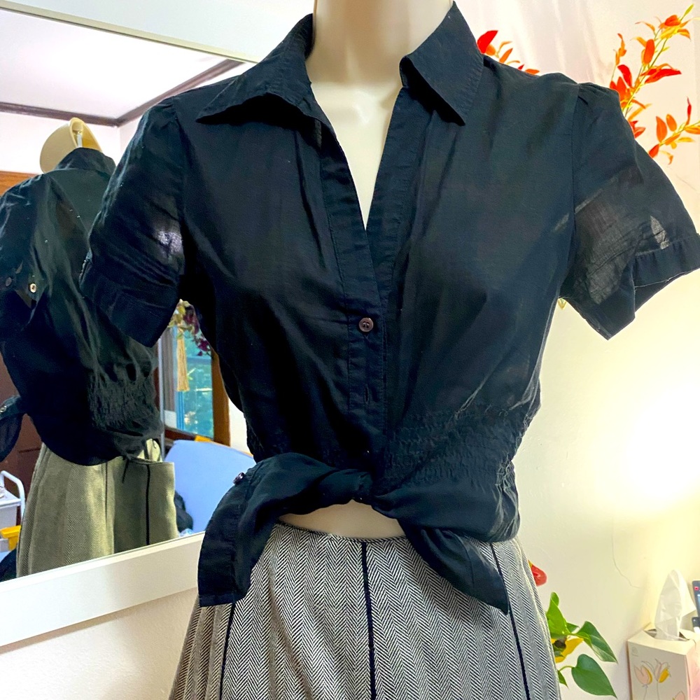 The Limited sheer black blouse cam all